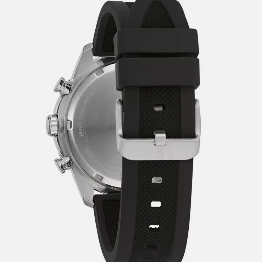Bulova Men's Sport 44mm GMT Red Black Silicone Quartz Watch